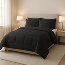 Ver imagem 1 de Jogo de Cama Casal 6 Peças com Edredom e Lençol Preto Casa Dona