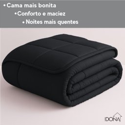 Jogo de Cama Casal 6 Peças com Edredom e Lençol Preto Casa Dona - 3