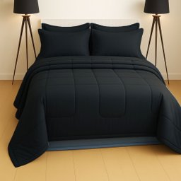 Jogo de Cama Casal 6 Peças com Edredom e Lençol Preto Casa Dona - 2