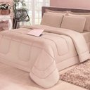 Ver imagem 1 de Jogo de cama Casal 6 peças com Edredom e Lençol Casa Dona Bege