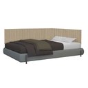 Ver imagem 2 de Conjunto de Cabeceira Viuva Solteirão Palito Estofado Suspensa com Proteção Lateral - 128 Cm - Palha