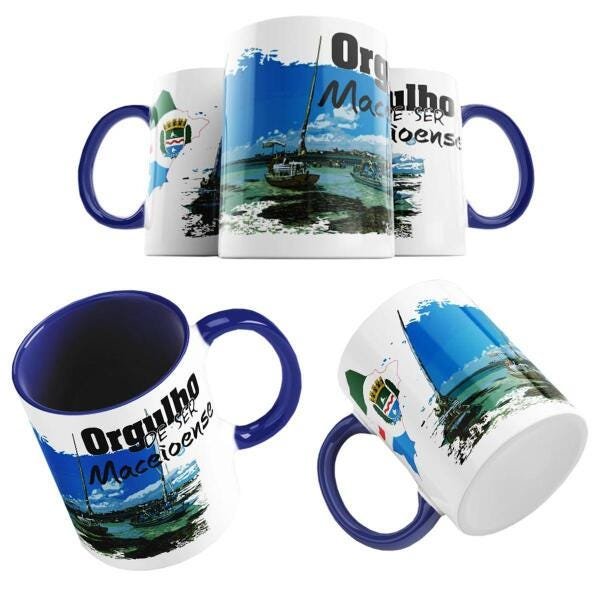 Caneca Azul Bandeira Maceió Orgulho Ser Maceioense | MadeiraMadeira
