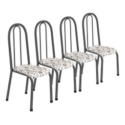 Kit Conjunto de 4 Cadeiras Sala de Jantar Cozinha Aço Metal - 1