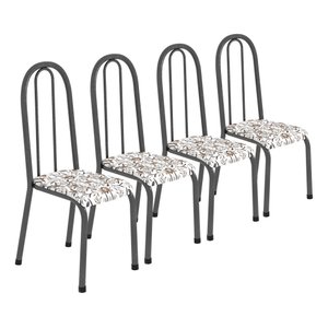 Kit Conjunto de 4 Cadeiras Sala de Jantar Cozinha Aço Metal