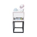 Ver imagem 1 de Mesa de Cabeceira Branca 30cm Industrial Quarto Infantil Rosa Menina Base Metal Preta