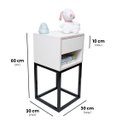 Ver imagem 2 de Mesa de Cabeceira Branca 30cm Industrial Quarto Infantil Rosa Menina Base Metal Preta