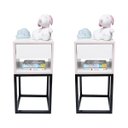 Ver imagem 5 de Mesa de Cabeceira Branca 30cm Industrial Quarto Infantil Rosa Menina Base Metal Preta