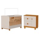 Ver imagem 2 de Berço Mini Cama com Cômoda Sapateira 1 Porta e 4 Gavetas Apolo Areia Fosco/Savana - Reller Móveis