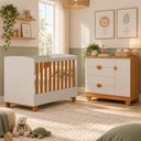 Ver imagem 1 de Berço Mini Cama com Cômoda Sapateira 1 Porta e 4 Gavetas Apolo Areia Fosco/Savana - Reller Móveis