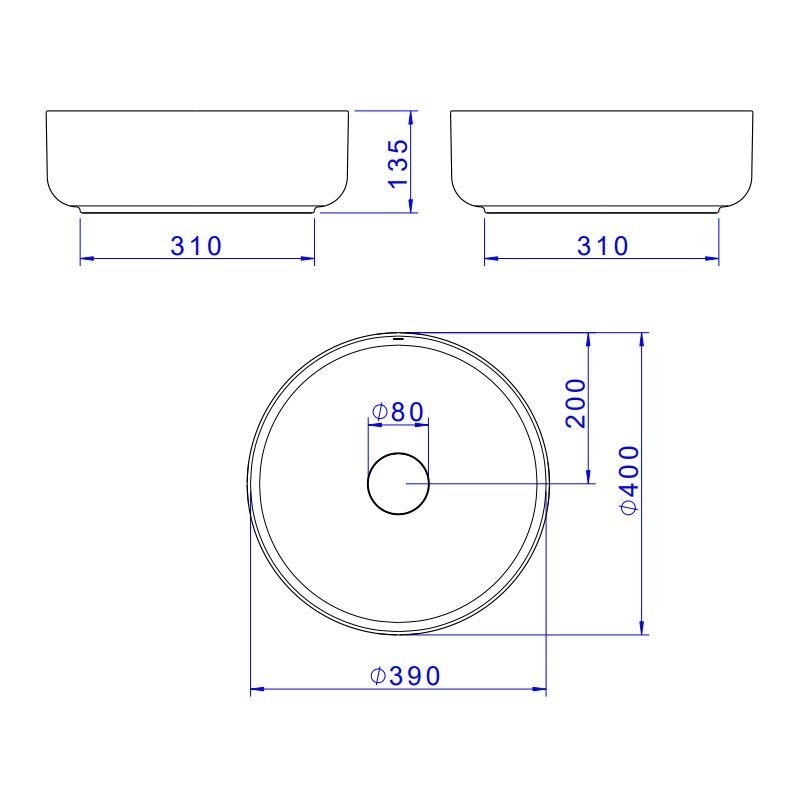 Cuba de Apoio Deca Slim 40x40 L.12040.49 Redonda Sálvia - 5