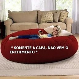 Capa Puff Gigante sem Enchimento 180x100 Pufe Suede - 180x100 - Vermelho - 1