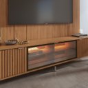 Ver imagem 7 de Estante para TV Home Theater 85" MDF 291cm 10 Prateleiras Vidro Reflecta com LED Neon Float Canella