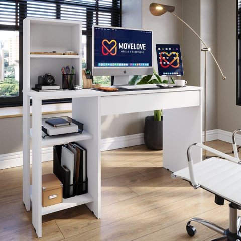 Mesa para Computador Smart Movelove 1 Gaveta MDP com Nicho Superior Opcional Branco