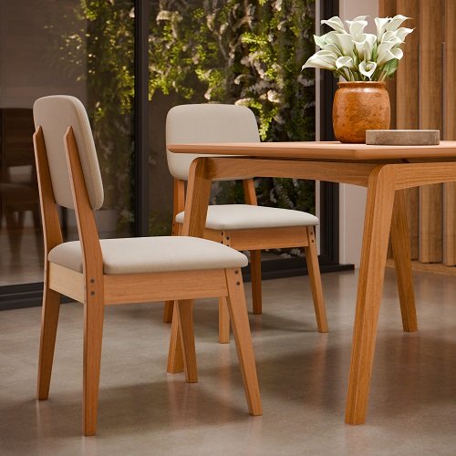 Conjunto Mesa de Jantar Paris 1.2 Nature com 4 Cadeiras Paris Nature/areia – Tebarrot Móveis - 2