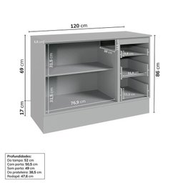 Cozinha Modulada 5 Peças 3 Aéreos 2 Balcões Nara Cabecasa Madeiramadeira - 12
