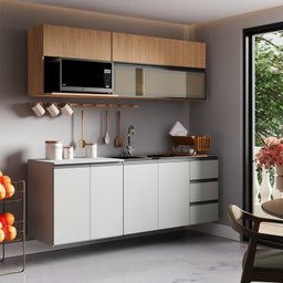 Cozinha Modulada 5 Peças 3 Aéreos 2 Balcões Nara Cabecasa Madeiramadeira - 1