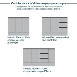Cozinha Modulada 5 Peças 3 Aéreos 2 Balcões Nara Cabecasa Madeiramadeira - 15