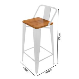 Kit 2 Banquetas Alta Industrial Bistrô Iron Tolix com Encosto em Aço Branca Assento Sublimado - 4