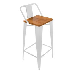 Kit 2 Banquetas Alta Industrial Bistrô Iron Tolix com Encosto em Aço Branca Assento Sublimado - 3