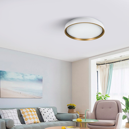 Lustre de Led Paflon Redondo Branco com Dourado 3000k - 8