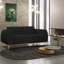 Ver imagem 2 de Sofá 3 Lugares para Sala de Estar Molino 210 Cm D02 Pés D'ouro Veludo Preto C-300 - Lyam Decor