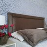 Cabeceira Diamond Durasi Liso Suede Marrom Casal 140 x 120 - 1