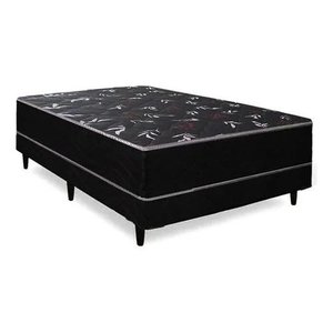 Cama Box Conjugado Ortopédico Casal Suede Preto 138x188x40