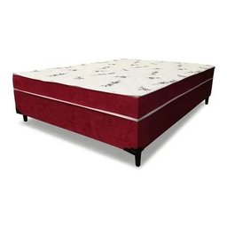 Cama Box Conjugado Ortopédico Casal Suede Vermelho 138x188x40 - 4