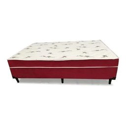 Cama Box Conjugado Ortopédico Casal Suede Vermelho 138x188x40 - 5