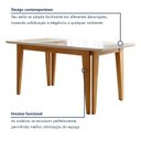Ver imagem 4 de Mesa de Jantar 6 Lugares Retangular Tampo de Vidro 160x80cm Base Madeira Maciça Bella Marrom/Cinamomo/Off White