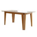 Ver imagem 2 de Mesa de Jantar 6 Lugares Retangular Tampo de Vidro 160x80cm Base Madeira Maciça Bella Marrom/Cinamomo/Off White