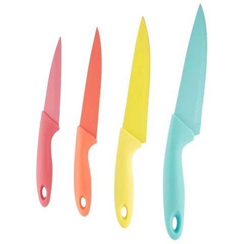 Kit 4 Facas Coloridas em Aço Inox