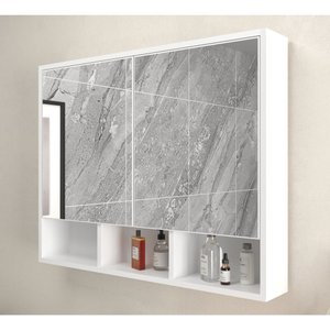 Espelheira para Banheiro 2 Portas 80cm Multimóveis Cr10076 Branca