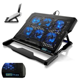 Cooler Notebook Laptop 6 Coolers LED Azul Base Suporte Gamer - 2