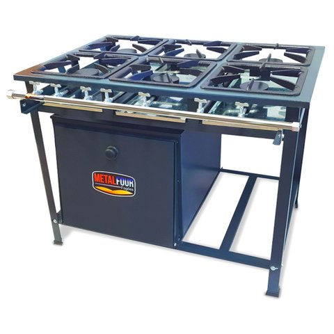 Fogão Industrial 6 Bocas 6QS Baixa Pressão com Forno 90L de Piso