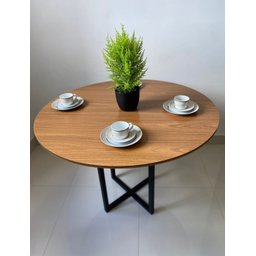 Mesa Redonda Sala De Jantar Com Pé De Ferro 90cm - 5