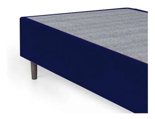 Base Box Solteiro Suede Azul 88x188x40