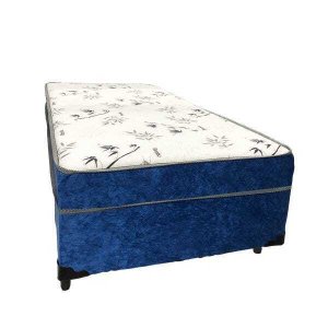 Cama Box Conjugado Ortopédico Solteiro Suede Azul 78x188x40