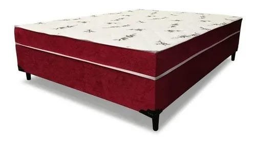 Cama Box Conjugado Ortopédico Viúva Suede Vermelho 128x188x40 - 4