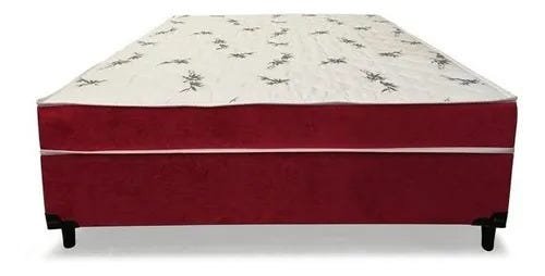 Cama Box Conjugado Ortopédico Viúva Suede Vermelho 128x188x40 - 3