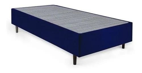 Base Box Casal Suede Azul 138x188x40