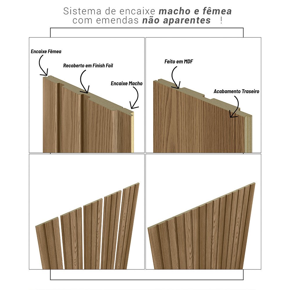 Módulo Cabeceira Ubatuba Ripado Mdf 66x40cm Linea Brasil - 4