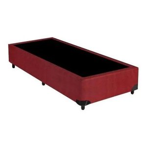 Base Box Solteiro Suede Vermelho 88x188x40