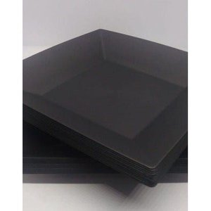 10 Prato Quadrado Refeição Multiuso Lanche Preto Casa