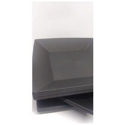 10 Prato Quadrado Refeição Multiuso Lanche Preto Casa - 5