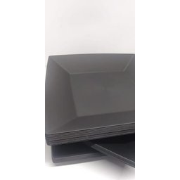 10 Prato Quadrado Refeição Multiuso Lanche Preto Casa - 8