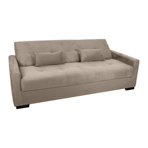 Sofá Cama Tone 203cm Reclinável Manual Suede Bege - Sallar Home