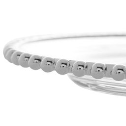 Prato Raso Em Cristal Wolff Pearl Branco Borda Prateada 20cm - 5