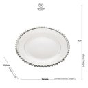 Ver imagem 6 de Prato Raso Em Cristal Wolff Pearl Branco Borda Prateada 20cm