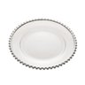 Prato Raso Em Cristal Wolff Pearl Branco Borda Prateada 20cm - 1